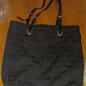 Michael Kors Black MK Patterned Tote